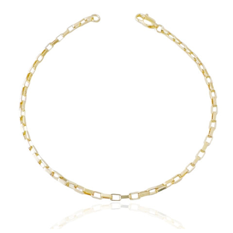 Pulseira Elo Cadeado Quadradinho Banhada a Ouro