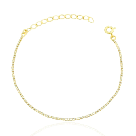 Pulseira Riviera Fina Cristal Banhada a Ouro