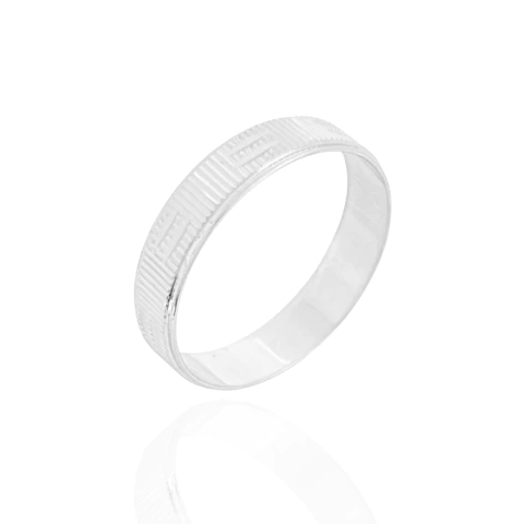 Anel Aliança Riscos Diamantados Banhado a Prata