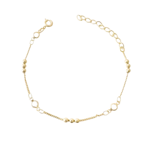 Pulseira Bolinhas e Zircônias Cristais Banhada a Ouro