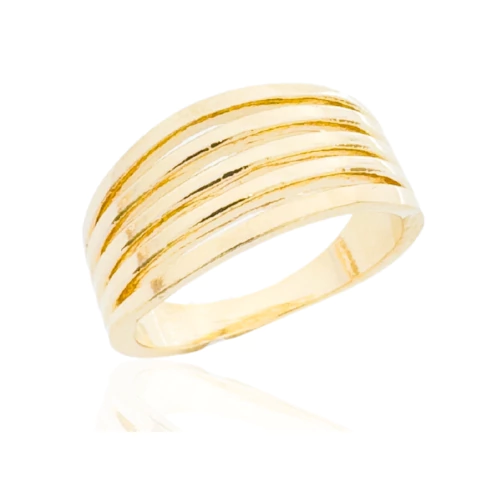 Anel Fios Paralelos Banhado a Ouro
