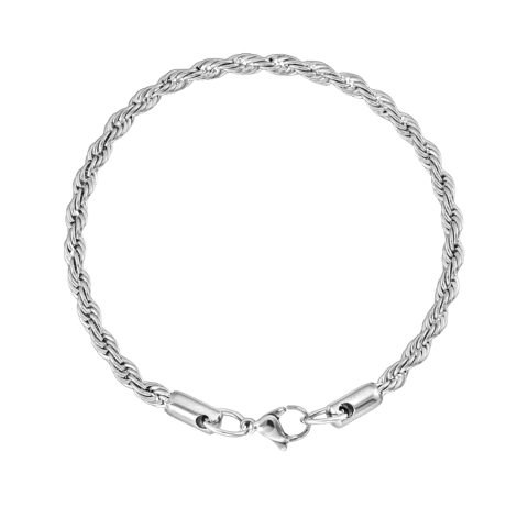 Pulseira Cordão Baiano 4mm Banhada a Prata