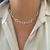 Colar Choker Elos Ovais Largos Banhada a Prata