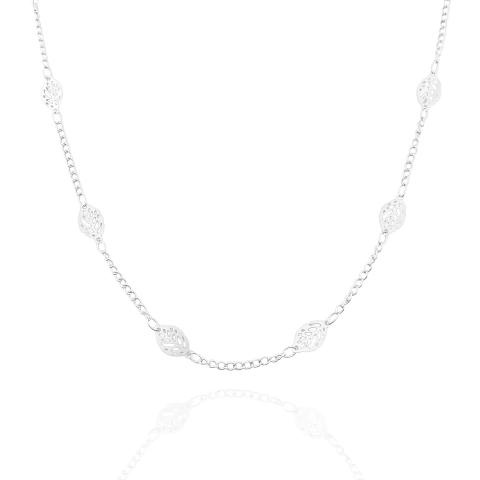 Colar Longo Folhinhas Banhado a Prata