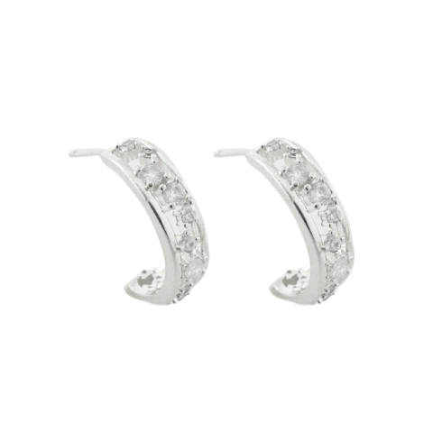 Brinco Argola Com Pontos de Luz Banhado a Prata