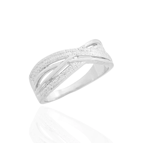 Anel Cruzado Trabalhado Banhado a Prata