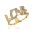 Anel Largo Love Cravejado Zircônias Cristais Banhado a Ouro
