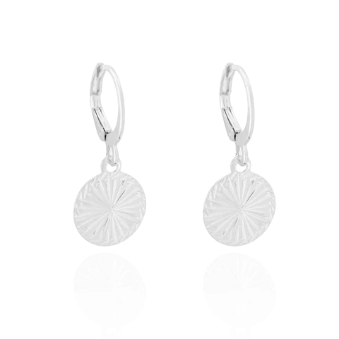 Brinco Argolinha Círculo Raiado Banhado a Prata