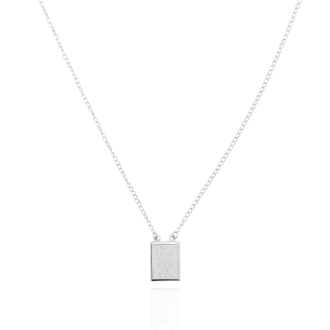 Colar Longo Com Plaquinha Religiosa Banhado a Prata