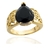 Anel Aro Rendado Com Gota Preta Banhado a Ouro