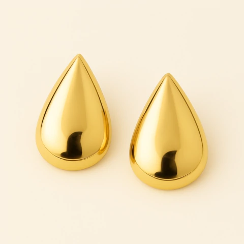 Brinco Gota Dourada em Aço Inoxidável – Clássico e Elegante