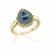 Anel Gota Cravejada Azul Banhado a Ouro