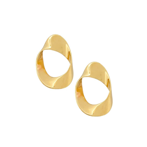 Brinco Redondo Torcido Banhado a Ouro