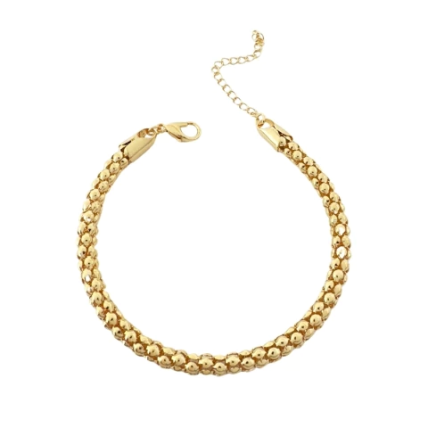 Pulseira Larga Elo Trabalhado Banhada a Ouro