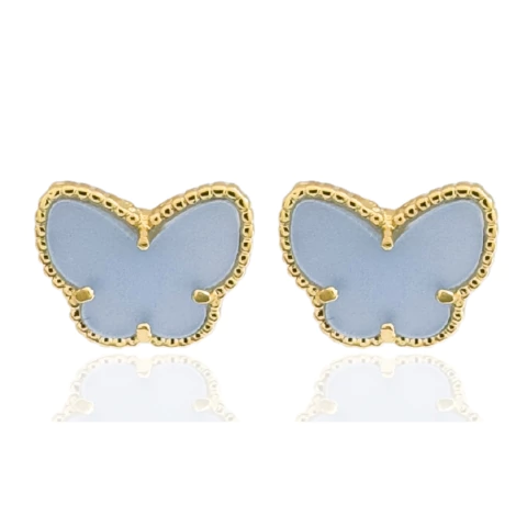 Brinco Borboleta Azul Banhado a Ouro