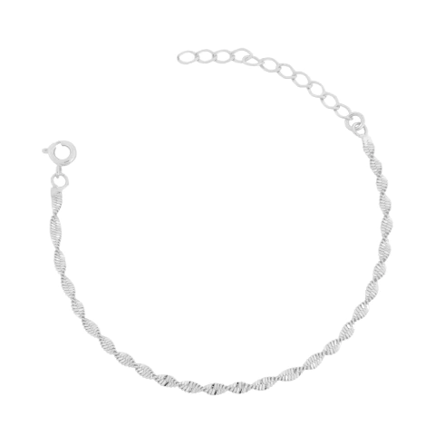 Pulseira Delicada Fita Torcida Banhada a Prata