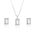 Conjunto Retângulo Cristal Banhado a Prata
