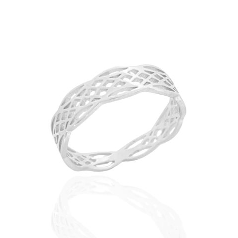 Anel Rendado Banhado a Prata