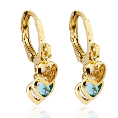 Brinco Argolinha Três Corações Colors Banhado a Ouro