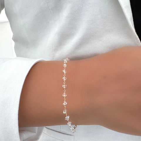 Pulseira Pedrinhas Cristal Banhada a Ouro - comprar online