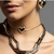 Colar Choker Malha com Coração Liso Banhado a Ouro - comprar online