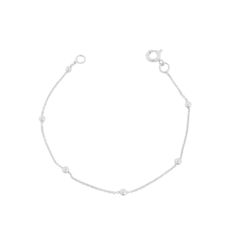 Pulseira Infantil Bolinhas Lisas Banhada a Prata