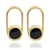 Brinco Alfinete Com Detalhe Preto Banhado a Ouro