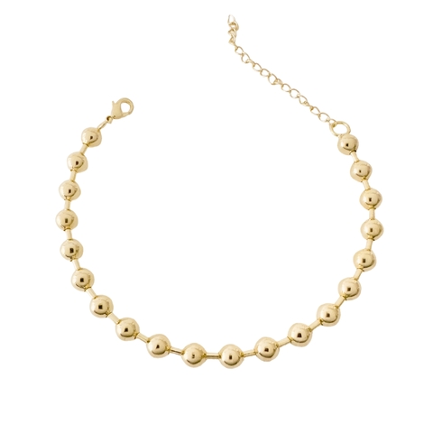 Pulseira Bolinhas Lisas 6mm Banhada a Ouro