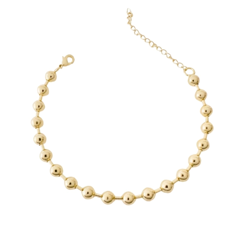 Pulseira Bolinhas Lisas 6mm Banhada a Ouro