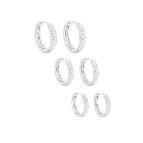 Trio de Argolinhas Torcidas Banhado a Prata