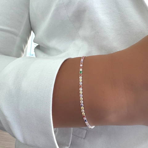 Pulseira Riviera Colorida Banhada a Prata - comprar online