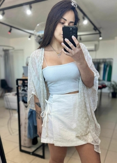 kimono bege e off white - comprar online