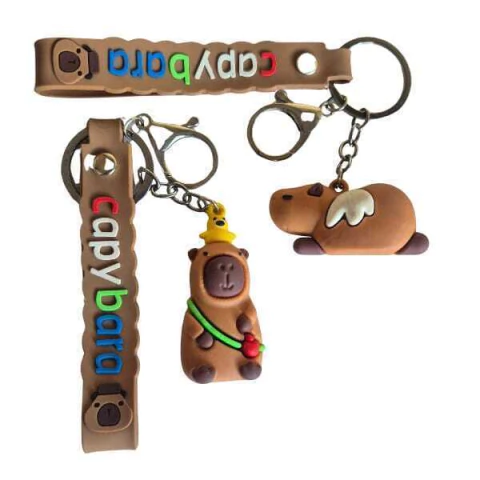 Kit com 02 chaveiros Capivara silicone