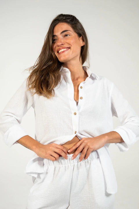 Camisa LINO TATY Blanco - comprar online