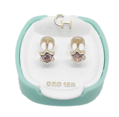 CH 182-00 Abridor Oro 18K (Estrella Cubic Rosa 5 mm)
