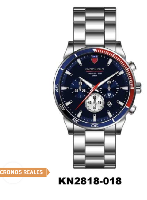 KO 2818-018 Plateado-Azul(Metal/Cronografo)
