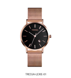LEXIE - 01 Reloj Tressa Metal (Rose / Fondo Negro)