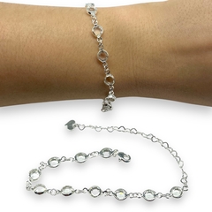 3.4 gr Pulsera piedras Blancas Plata Italiana