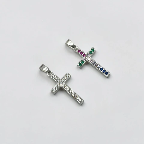 1 gr Dije Cruz - Seleccionar Color (20 mm) Plata-ECO