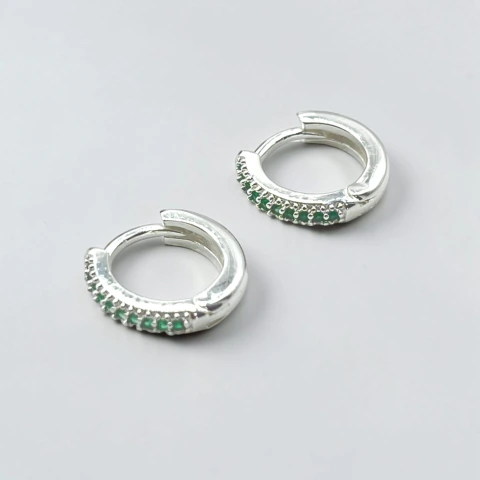 1.4 gr Aro Cubano Cubics Verdes (12 mm) Plata-ECO