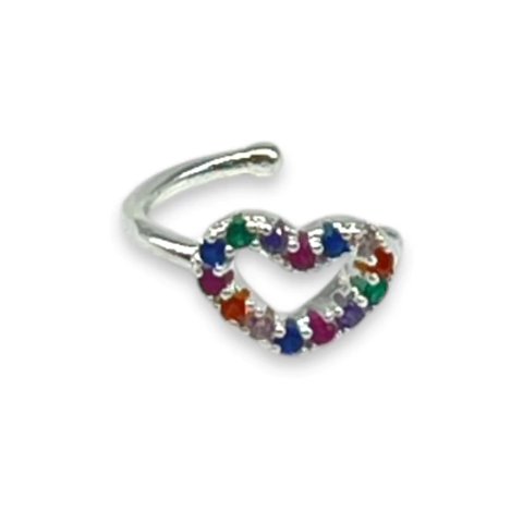 0.4 gr Aro Cuff Corazón Multicolor Plata -ECO