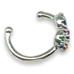 0.4 gr Aro Cuff Corazón Multicolor Plata -ECO - comprar online