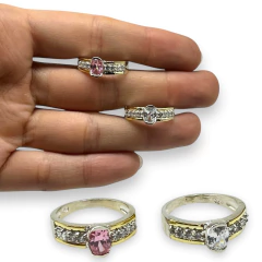 AG-409 Anillo Ideal Compromiso - Variedad de Colores Plata y Oro