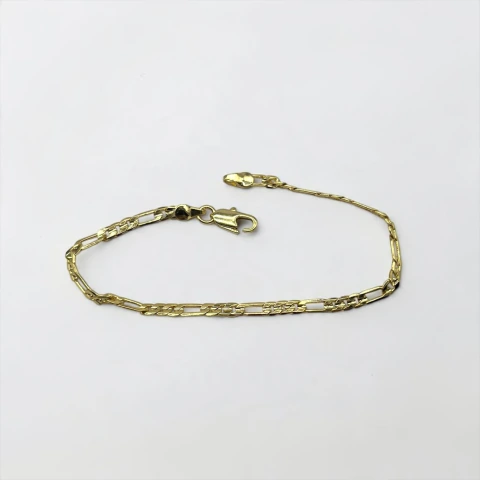 2.9 gr Pulsera "Ideal Caballero" Eslabones 3 en 1 (18 cm + extensión) Enchapado en Oro.