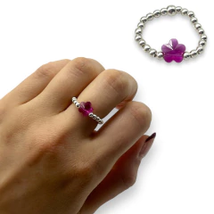 SIN-SWA Anillo Elastizado Flor - Variedad de Colores Plata Italiana en internet