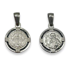 5434 Dije San Benito Religioso Reversible (18 mm) Acero Quirúrgico