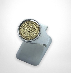 AG138 Anillo San Benito Redondo Reversible Plata y Oro