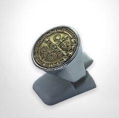 Imagen de AG-127 Anillo San Benito Ovalado (16 mm) Plata y Oro
