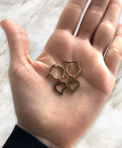 3530-1 Argollas De Corazon Acero Dorado - comprar online