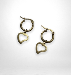 3530-1 Argollas De Corazon Acero Dorado